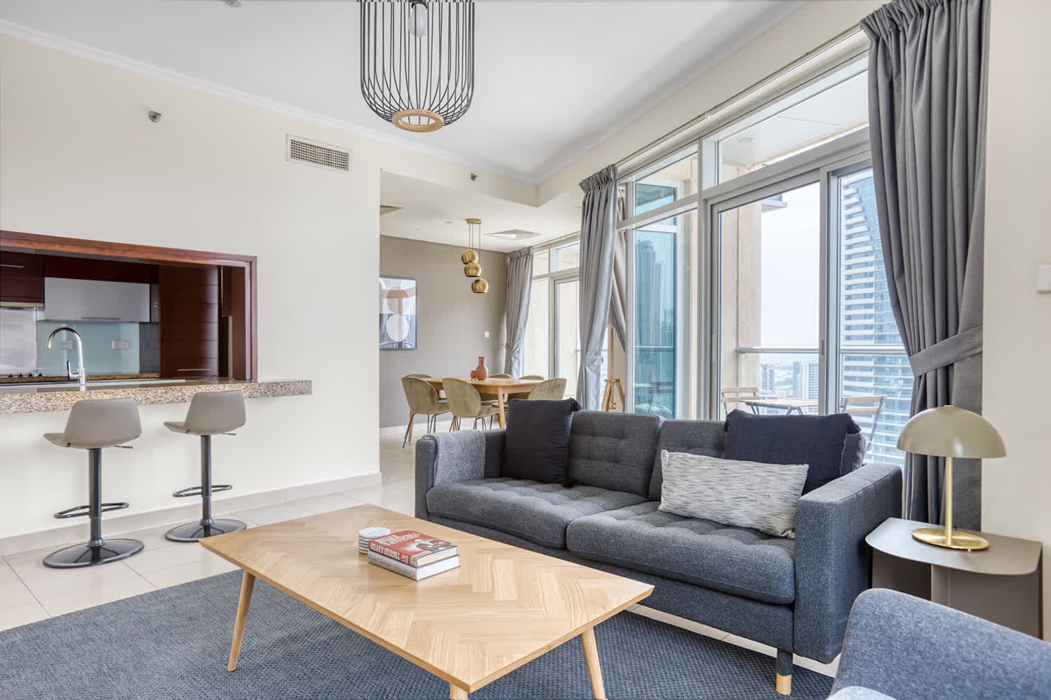 Living room of the Burj Views apartment