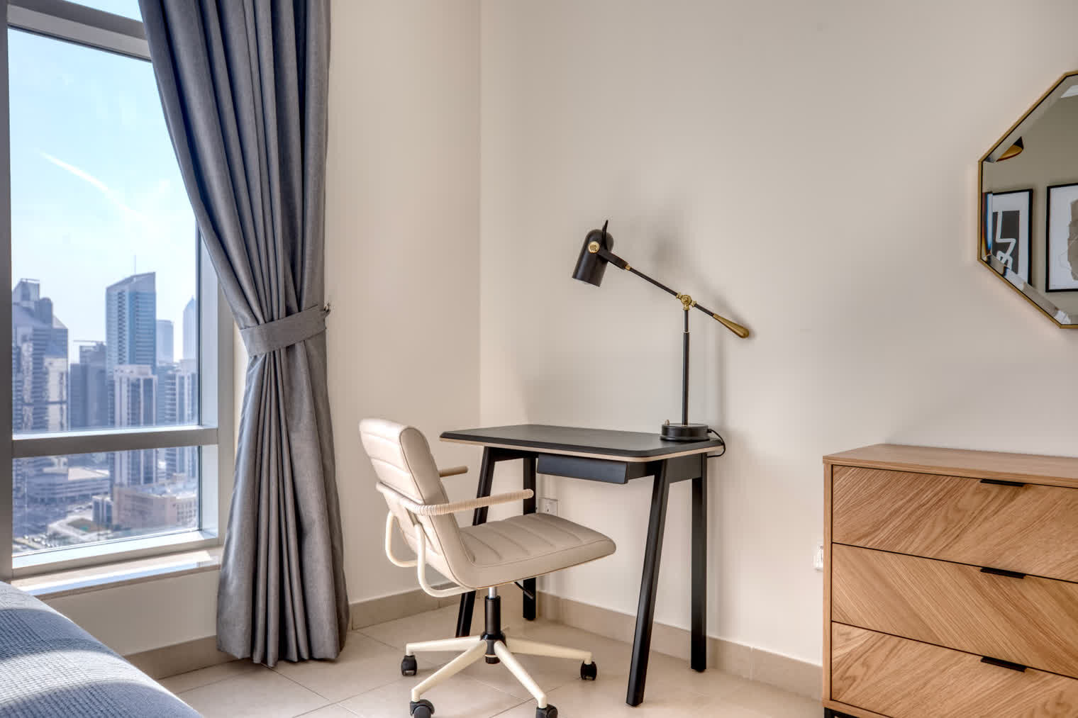 Desk and chair by the bedroom window